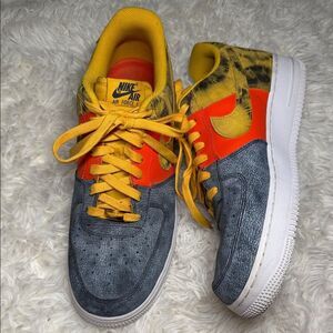 Nike Air Force 1 “07 LV8” dark sulfur Tie Dye - Orange, Yellow, and Gray